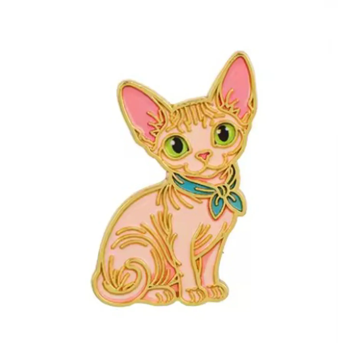 Smaltovaný pin Sphynx kočka s mašlí - fotografie 1