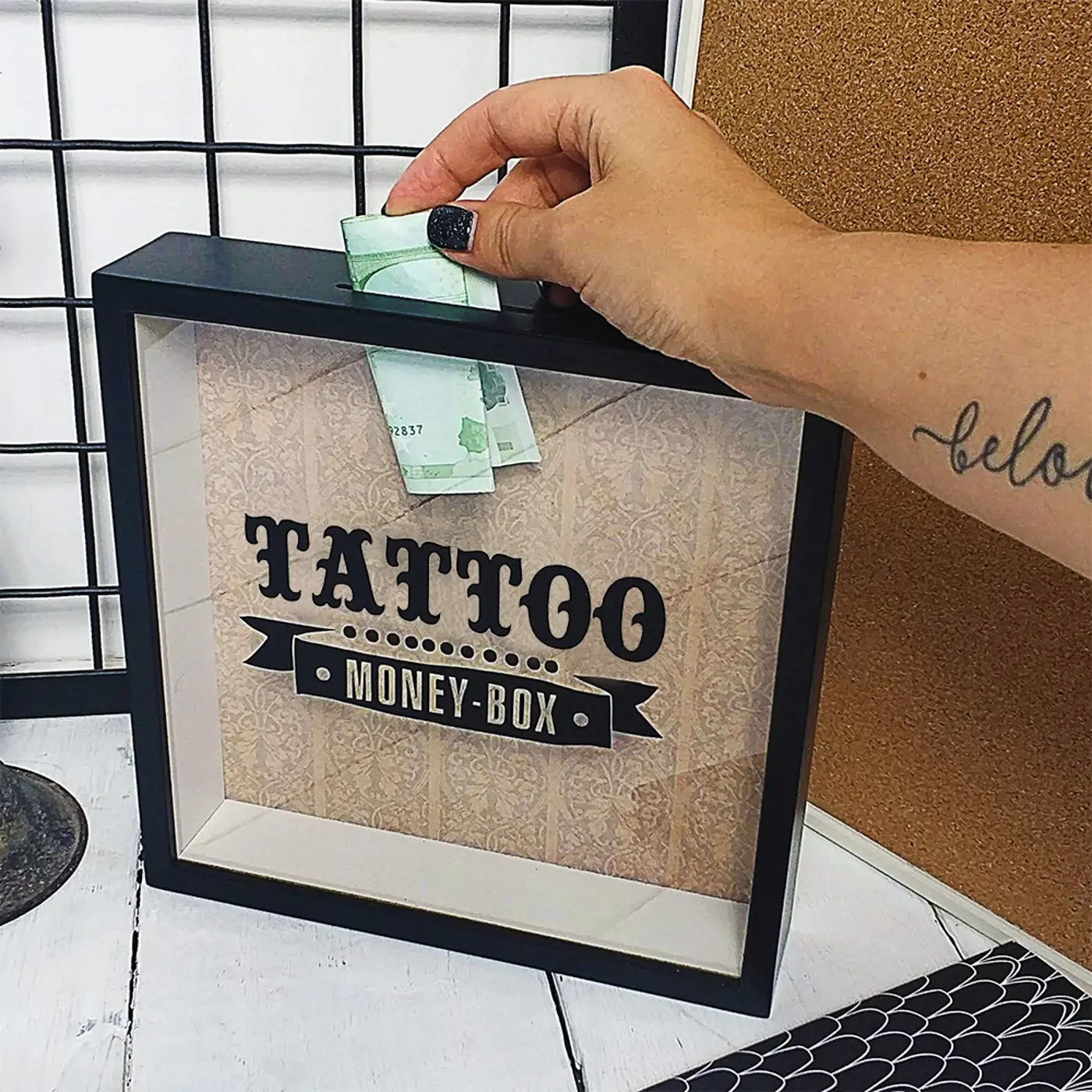 Dřevěná pokladnička na peníze Tatoo - fotografie 1
