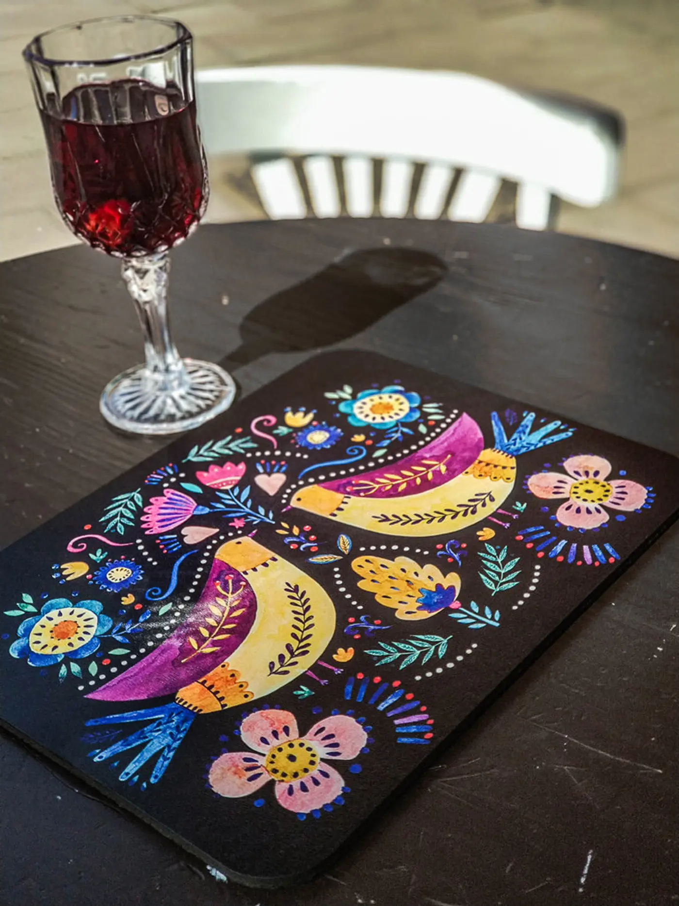 Korková podložka 25 × 19 cm –Ptáci na černém pozadí - fotografie 2