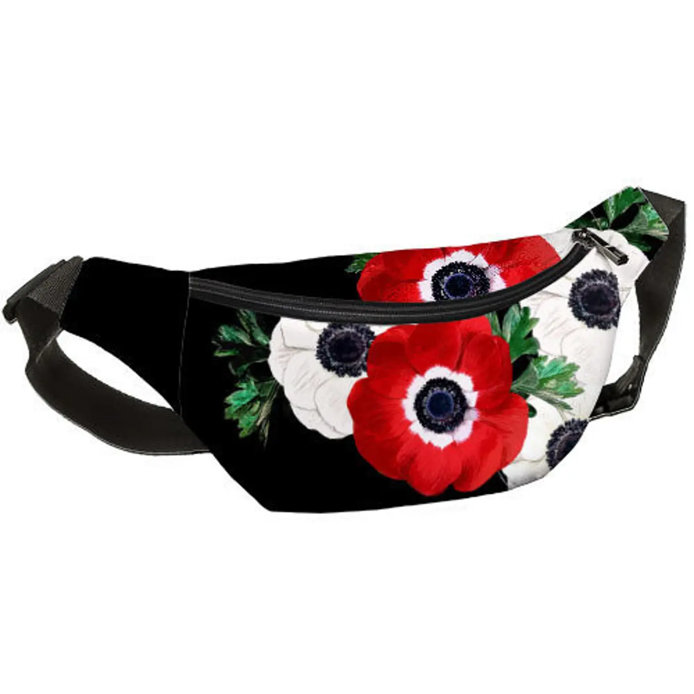 Ledvinka BUMBAG  Červené a bílé květy  - fotografie 1