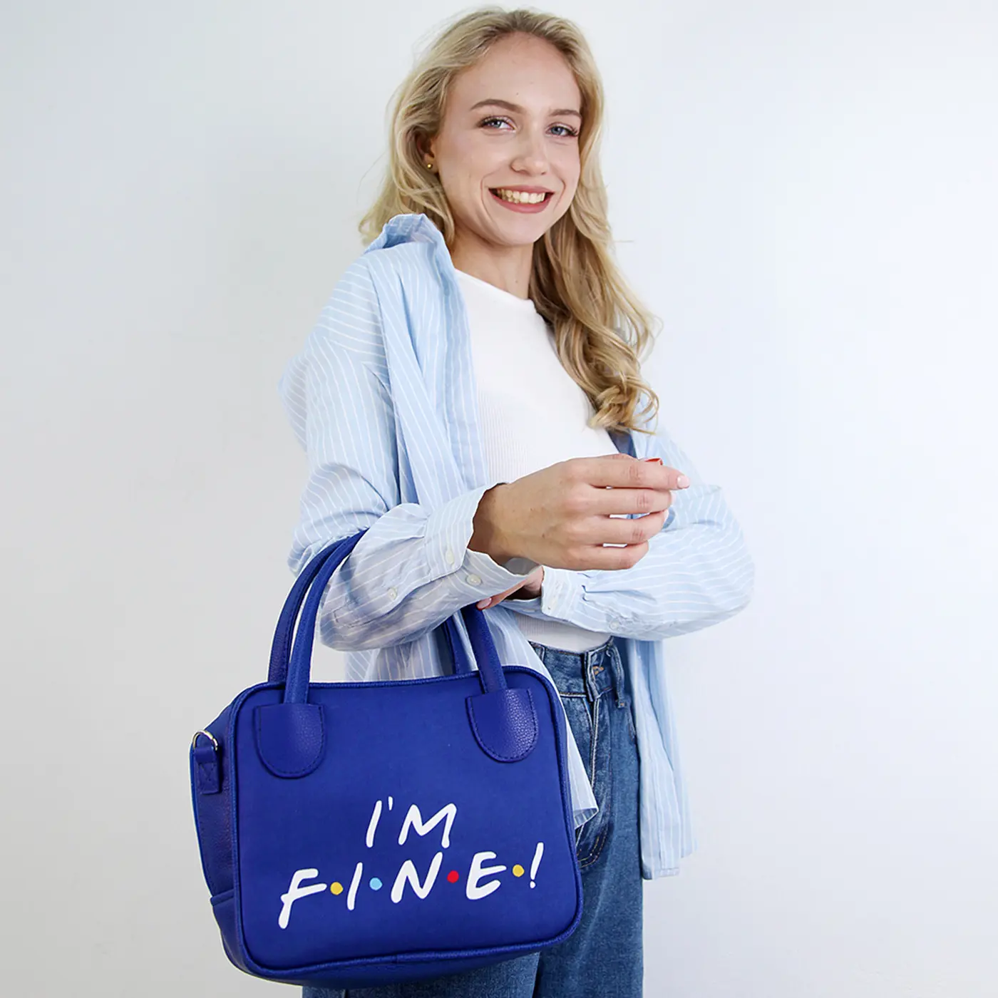 Dámská kabelka Kitto – sametový potisk I'm fine! - fotografie 1
