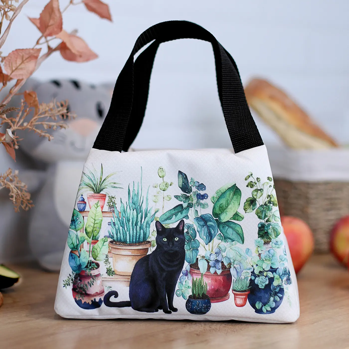 Termotaška Lunch bag Kočka a květináče - fotografie 1
