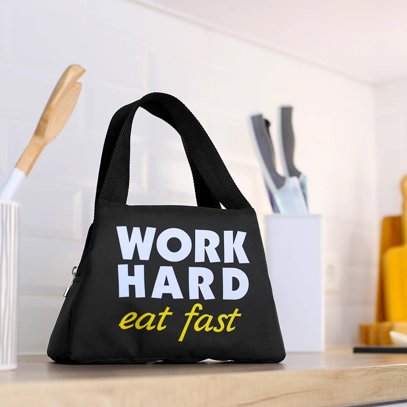 Termotaška Lunch bag Work hard, eat fast - fotografie 1