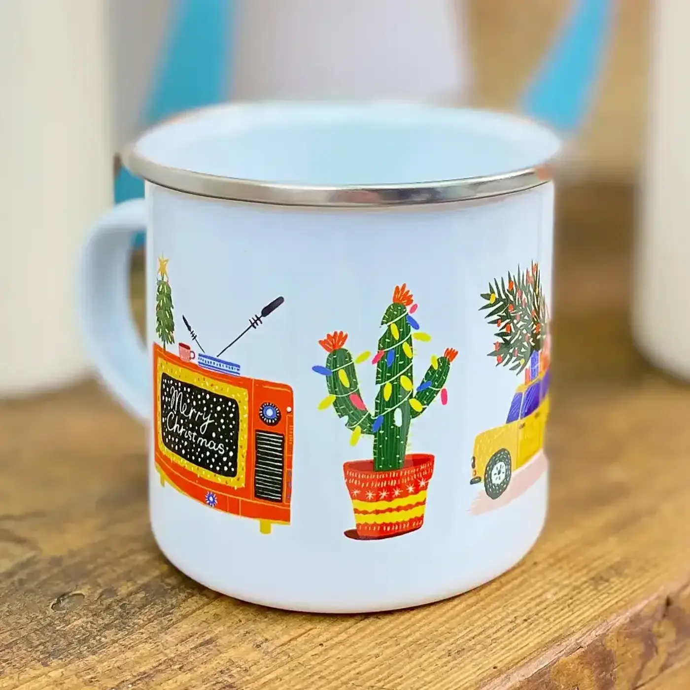 Smaltovaný hrnek Camper Merry Christmas. TV - fotografie 2