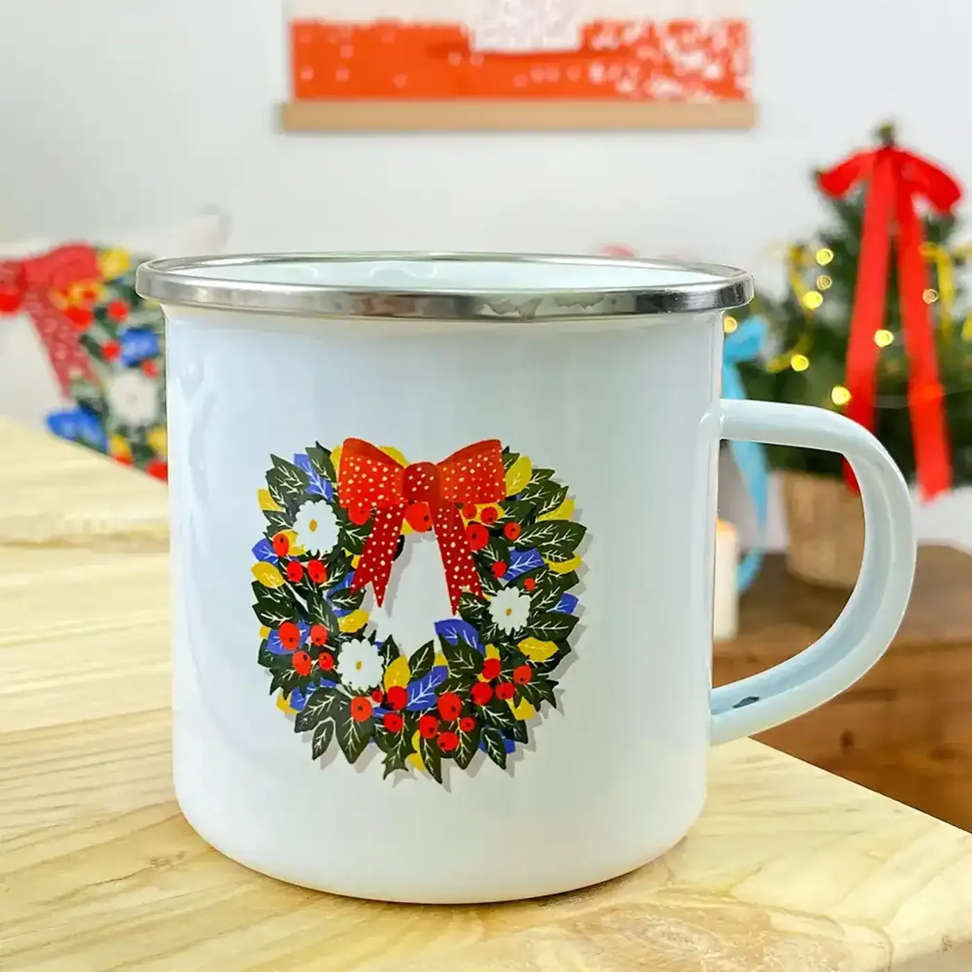 Smaltovaný hrnek Camper Merry Christmas - fotografie 2