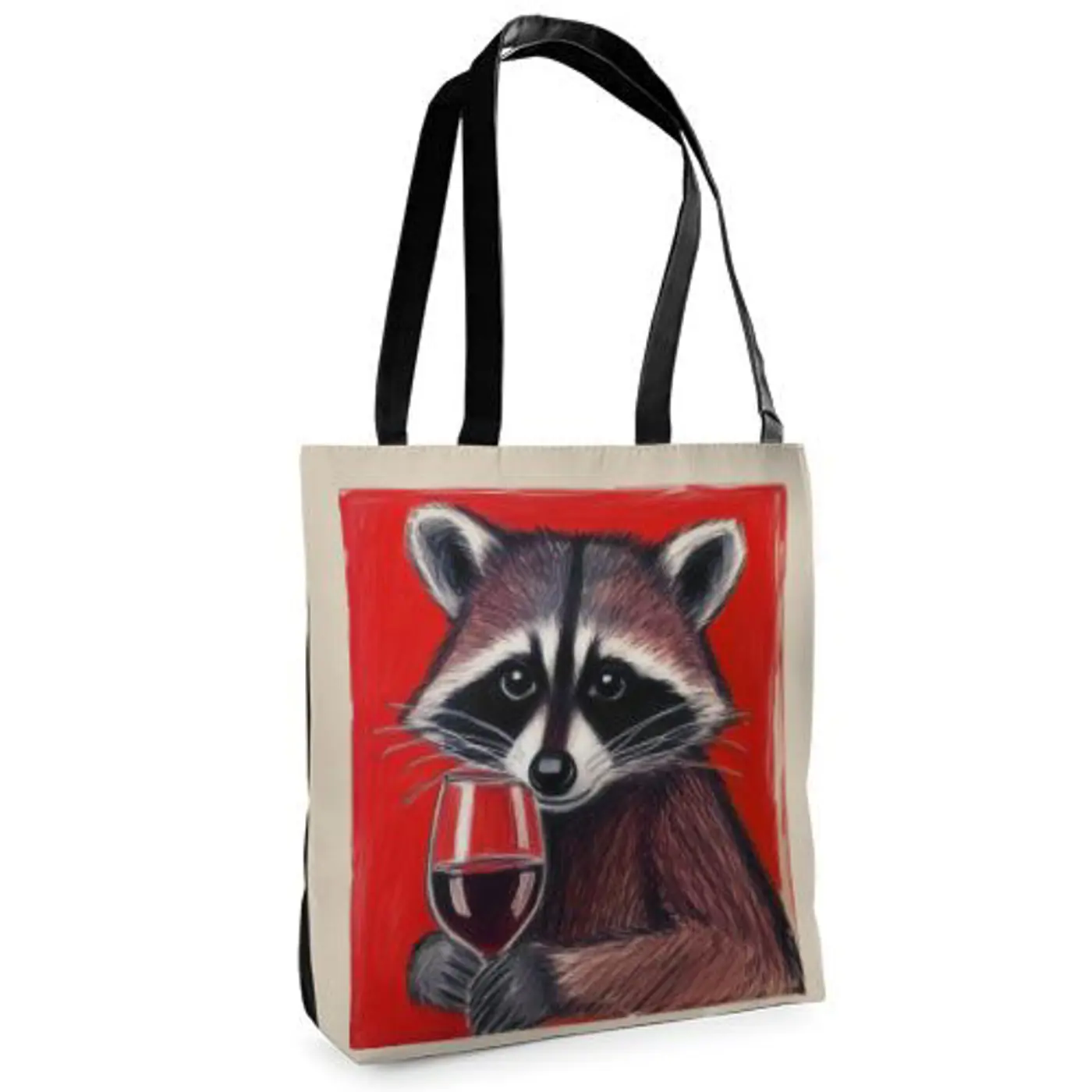 Textilní taška Tenderness Mýval se sklenicí – stylový shopper na zip - fotografie 1