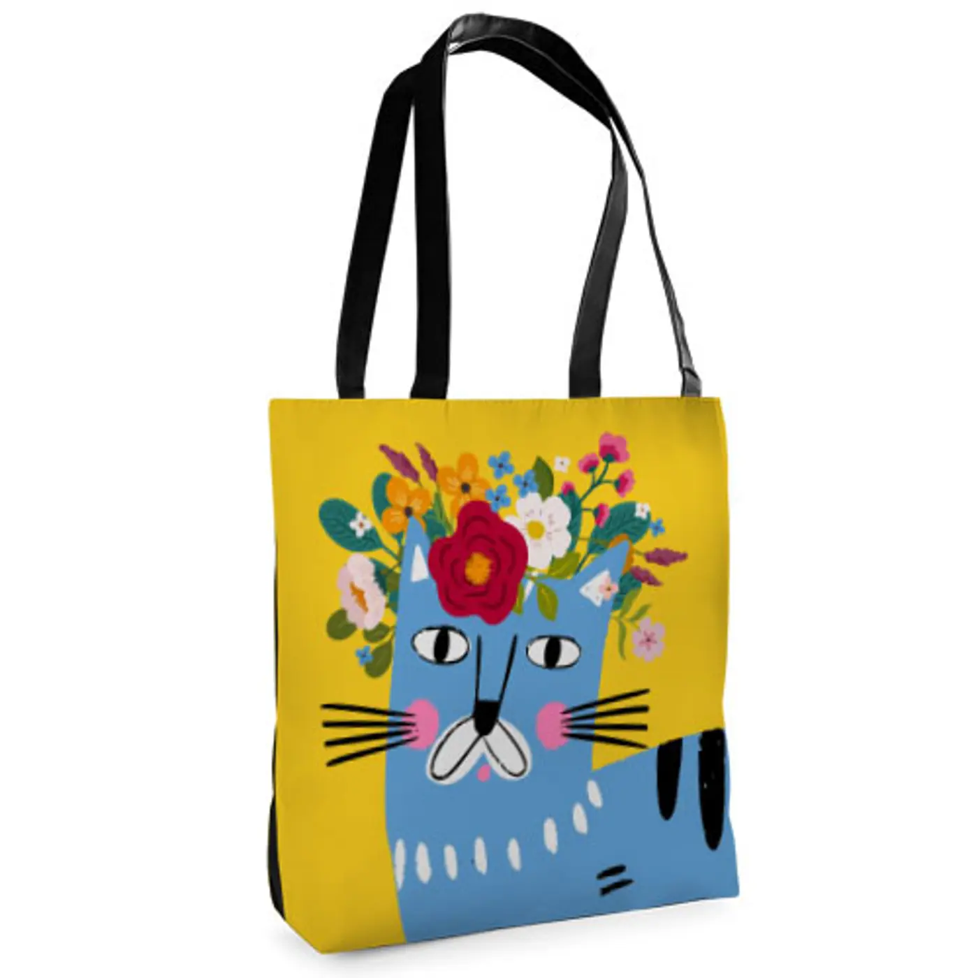 Textilní taška Tenderness Kočka ve věnci – stylový shopper na zip  - fotografie 2