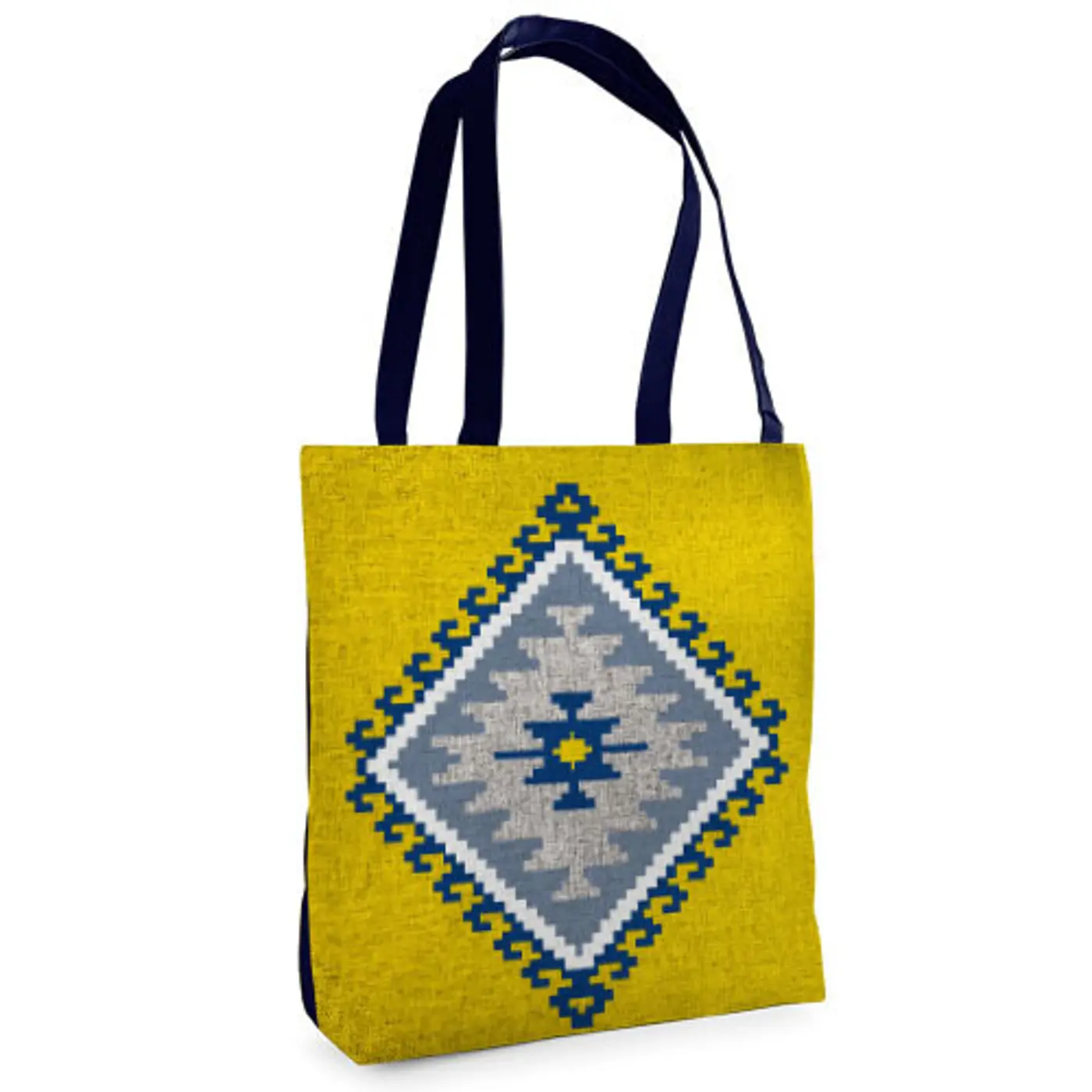 Textilní taška Tenderness Ornament na žlutém pozadí – stylový shopper na zip - fotografie 1