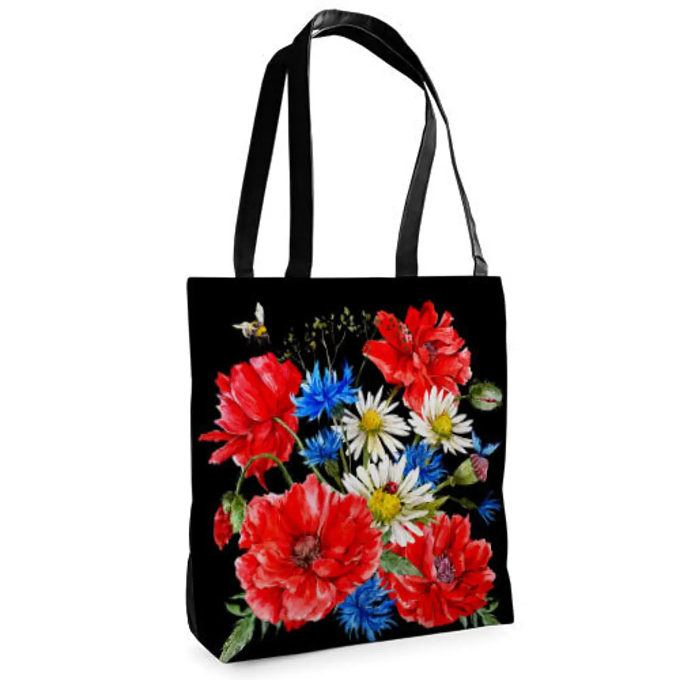 Textilní taška Tenderness Vlčí máky, sedmikrásky, chrpy – stylový shopper na zip - fotografie 1