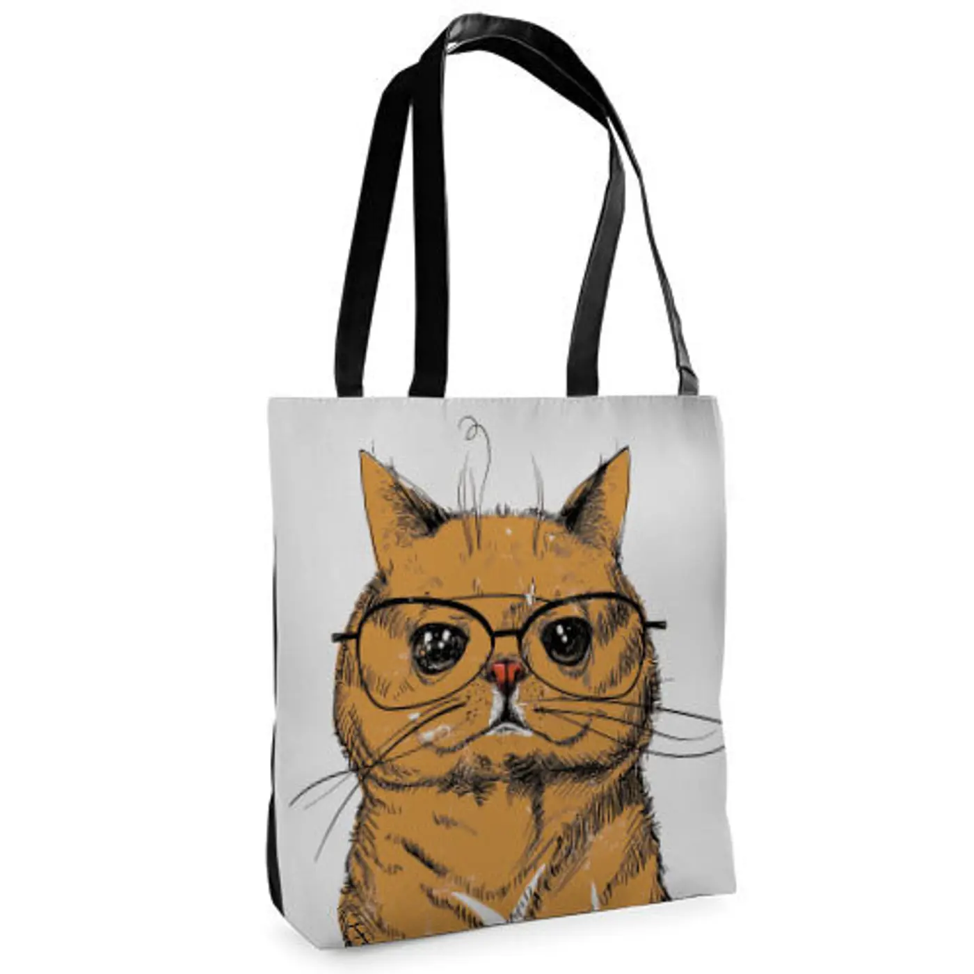 Textilní taška Tenderness Červená kočka s brýlemi– stylový shopper na zip  - fotografie 1
