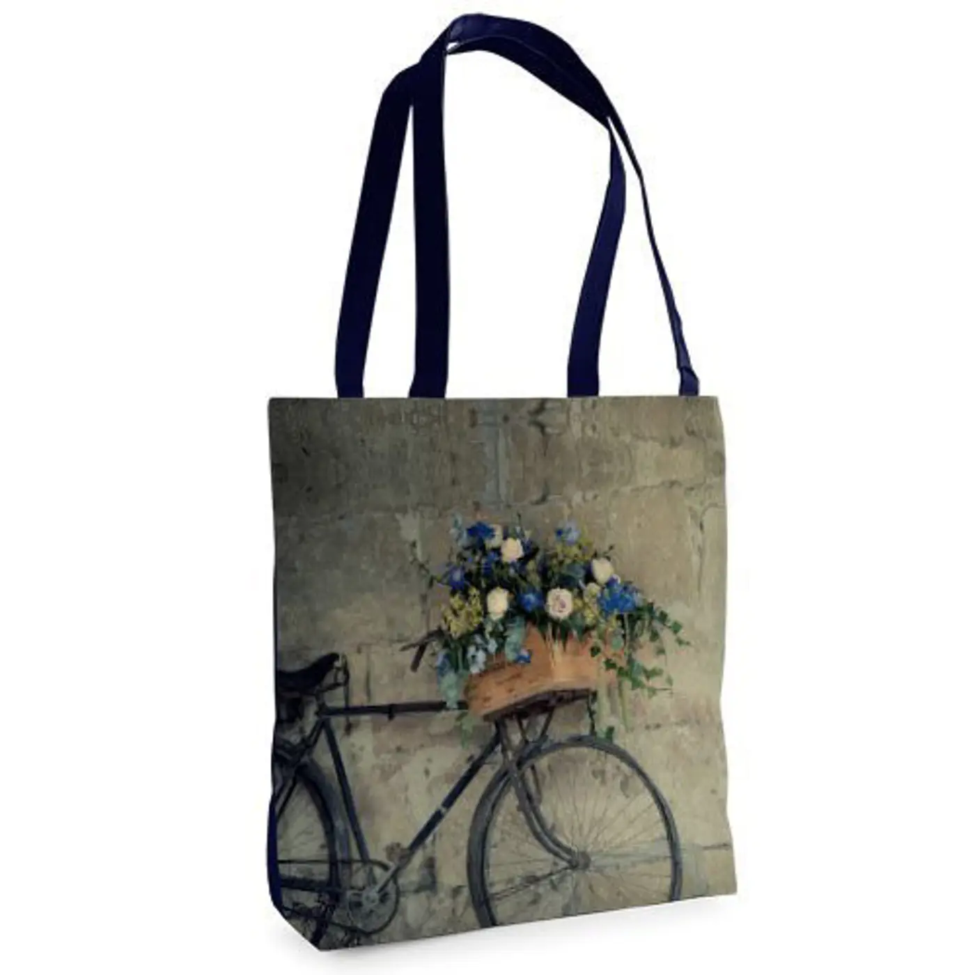 Textilní taška Tenderness Kolo s květinami – stylový shopper na zip  - fotografie 1