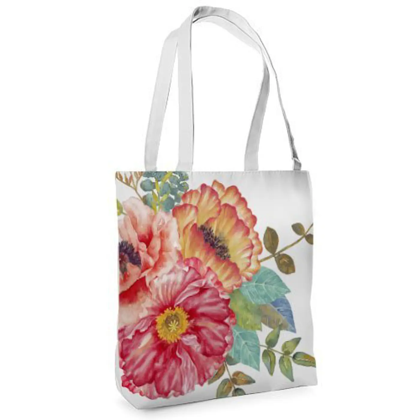Textilní taška Tenderness Květiny na bílém pozadí – stylový shopper na zip - fotografie 1