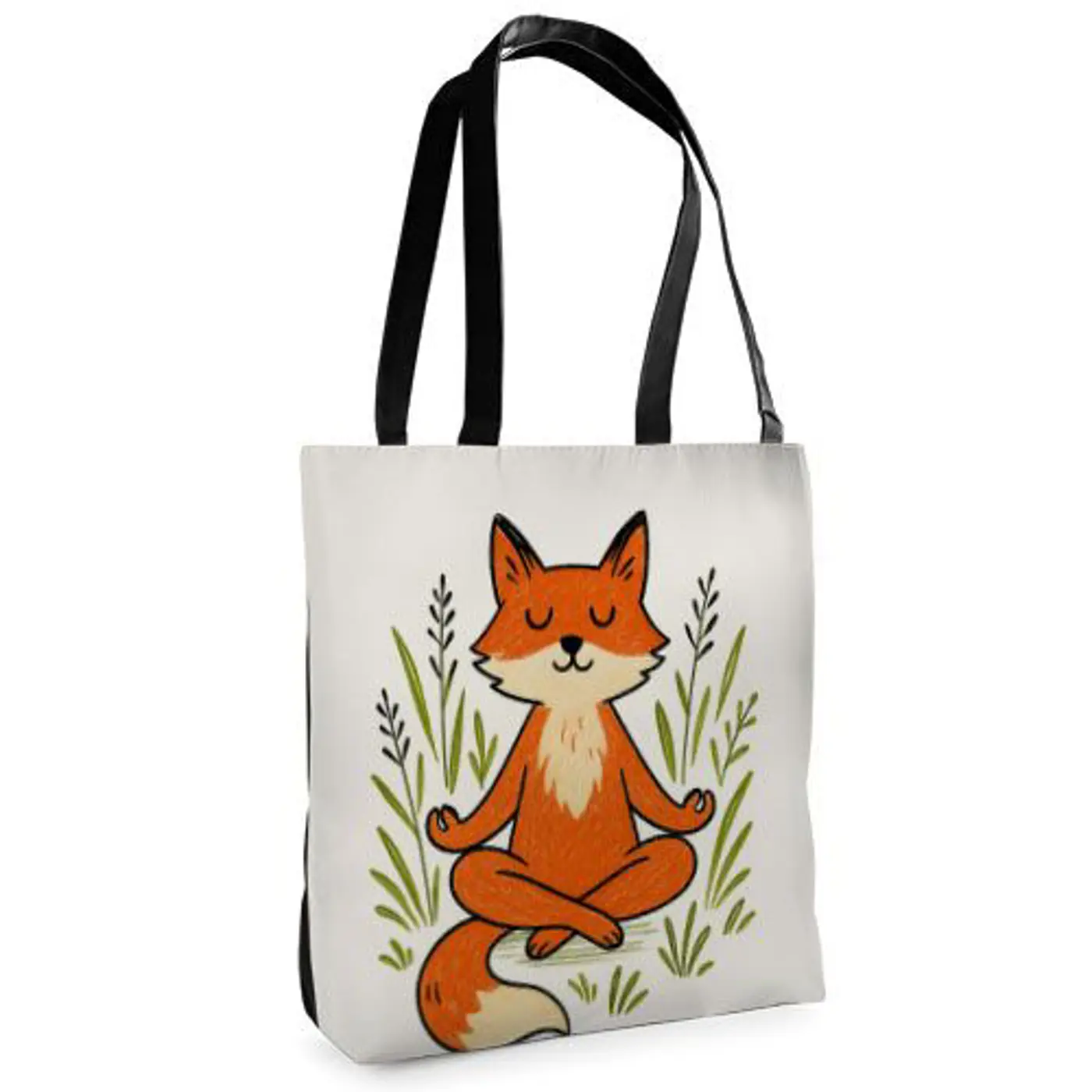 Textilní taška Tenderness Lišková meditace– stylový shopper na zip - fotografie 1
