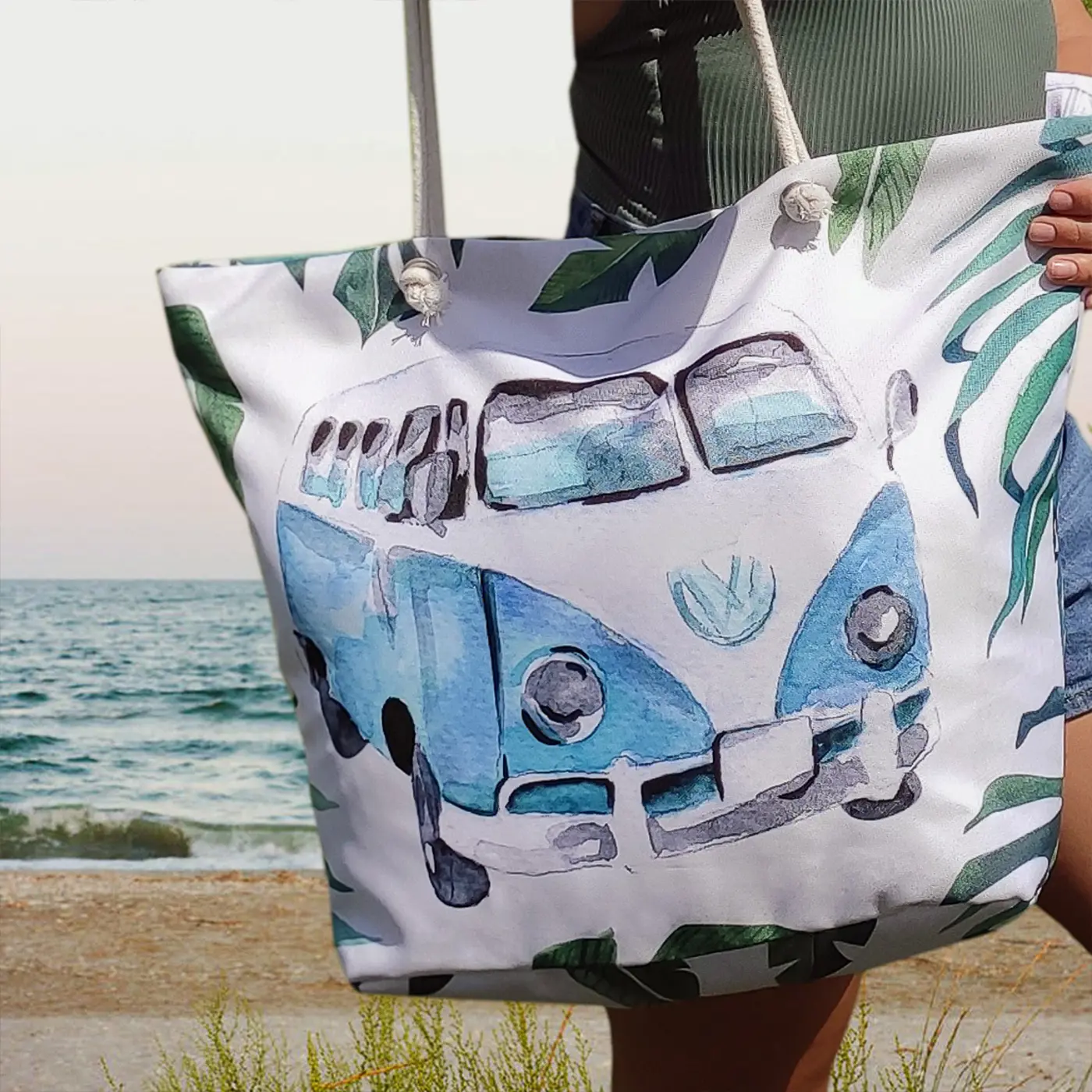 Plážová taška Malibu Tyrkysový Volkswagen - fotografie 1