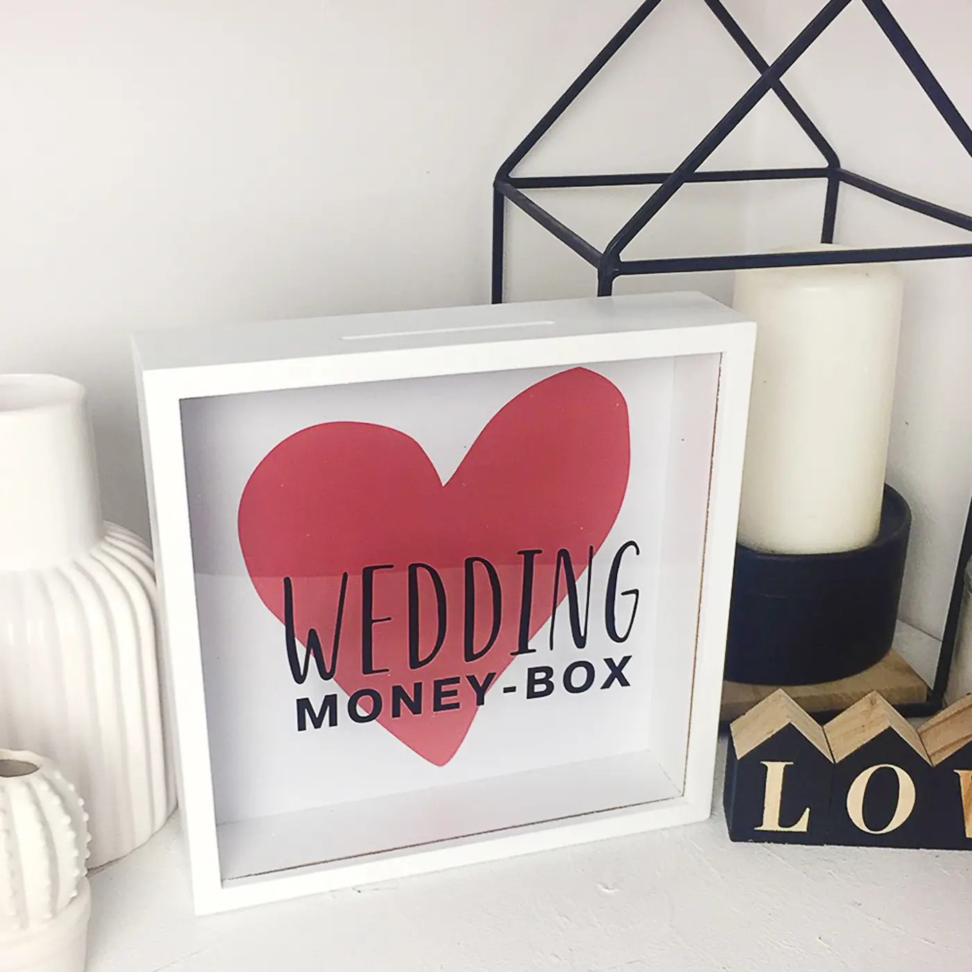 Dřevěná pokladnička na peníze wedding box - fotografie 1