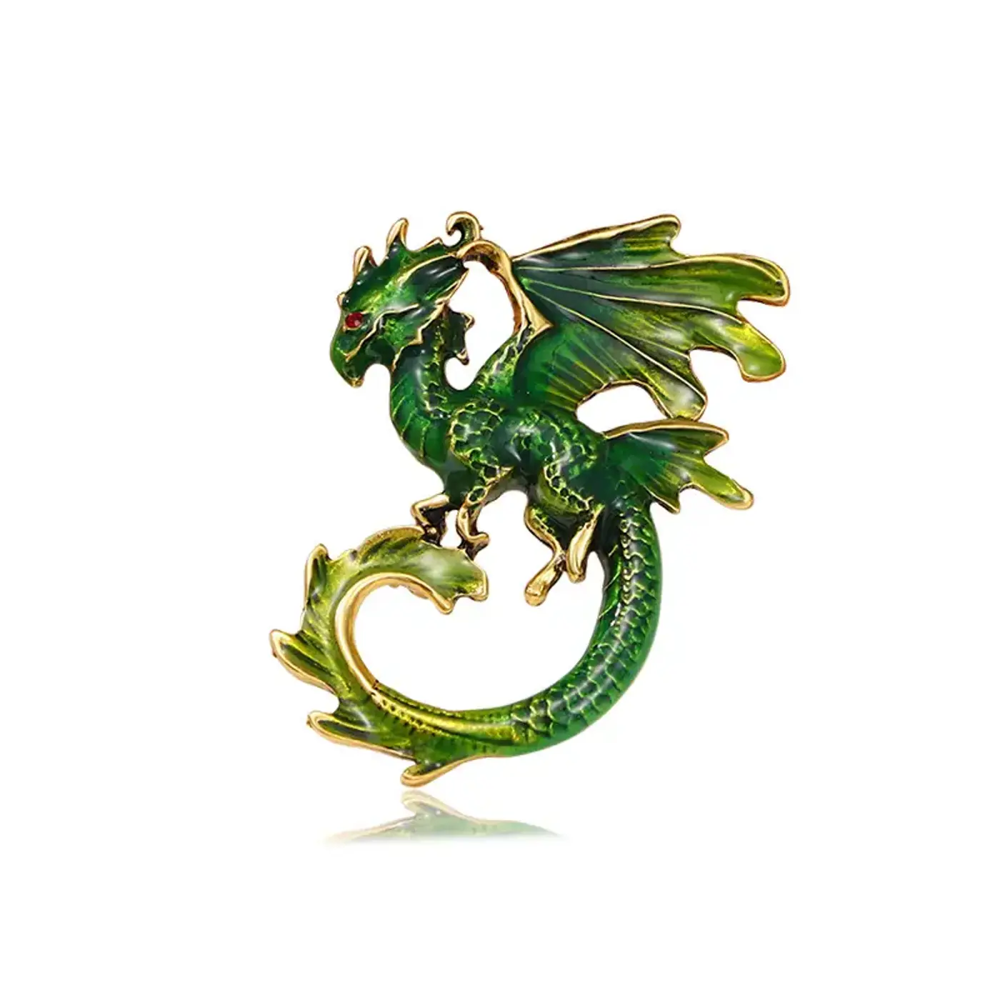 Brož Drak 5 × 4,2 cm zelená  - fotografie 1