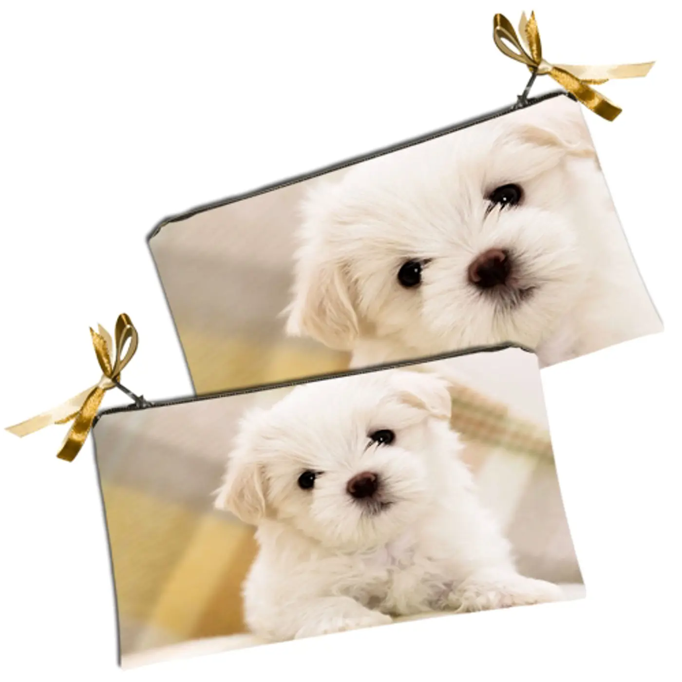 Kosmetická taška MINI – malá látková taštička s potiskem White Puppy - fotografie 1