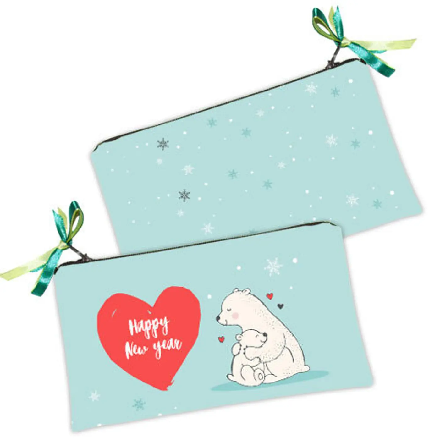 Kosmetická taška MINI – malá látková taštička s potiskem Happy New year bears - fotografie 1