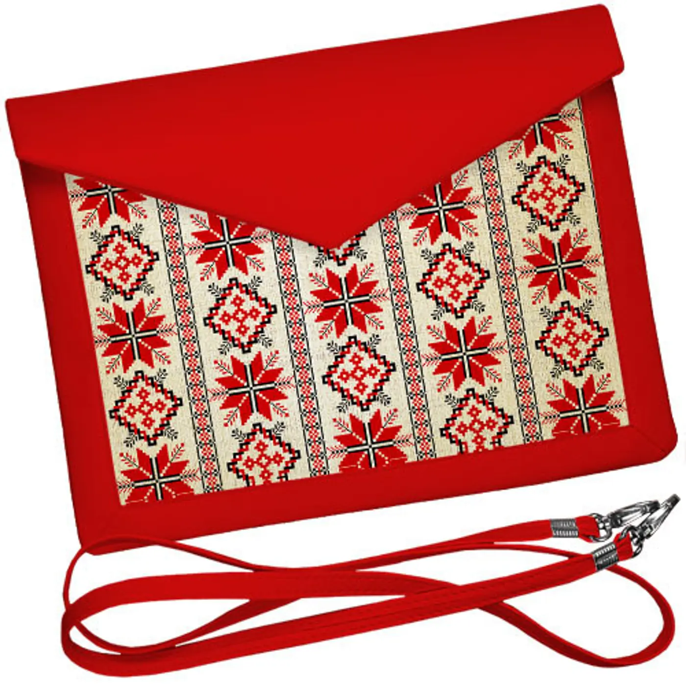 Dámský klutch konvert – elegantní sametová kabelka s potiskem Ornament červená - fotografie 1