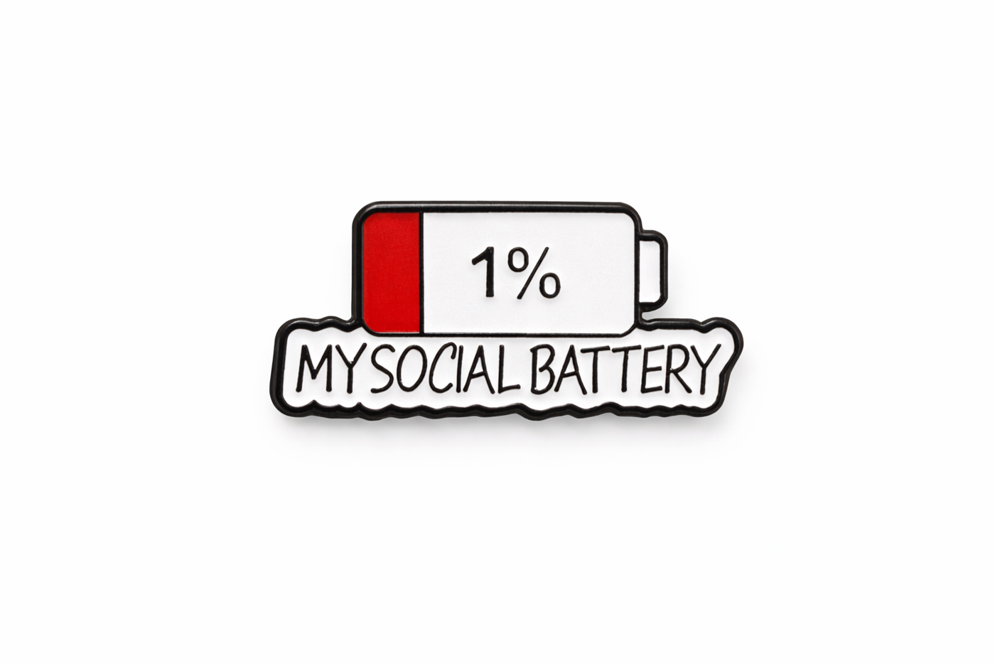 Smaltovaný pin „My Social Battery“ 1,3 × 3 cm - fotografie 1