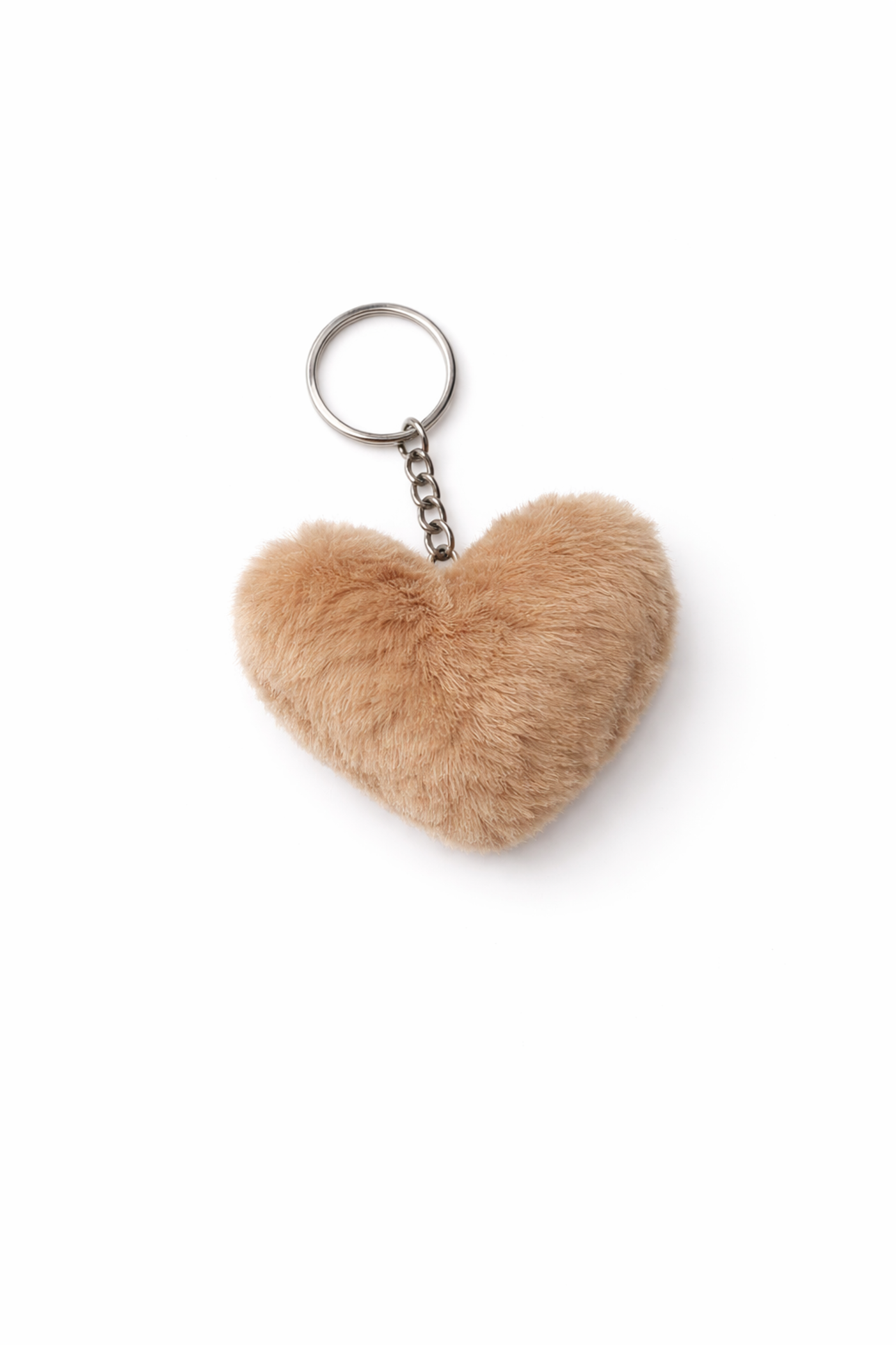 Klíčenka chlupaté srdíčko – umělá kožešina, 6 cm khaki - fotografie 1