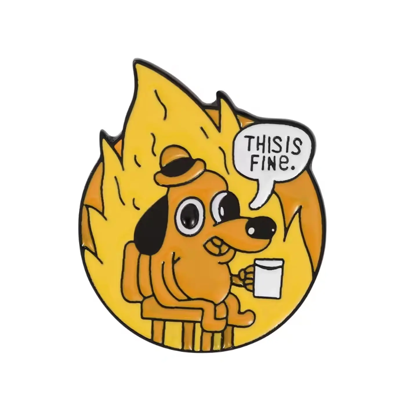 Smaltovaný pin this is fine  - fotografie 1