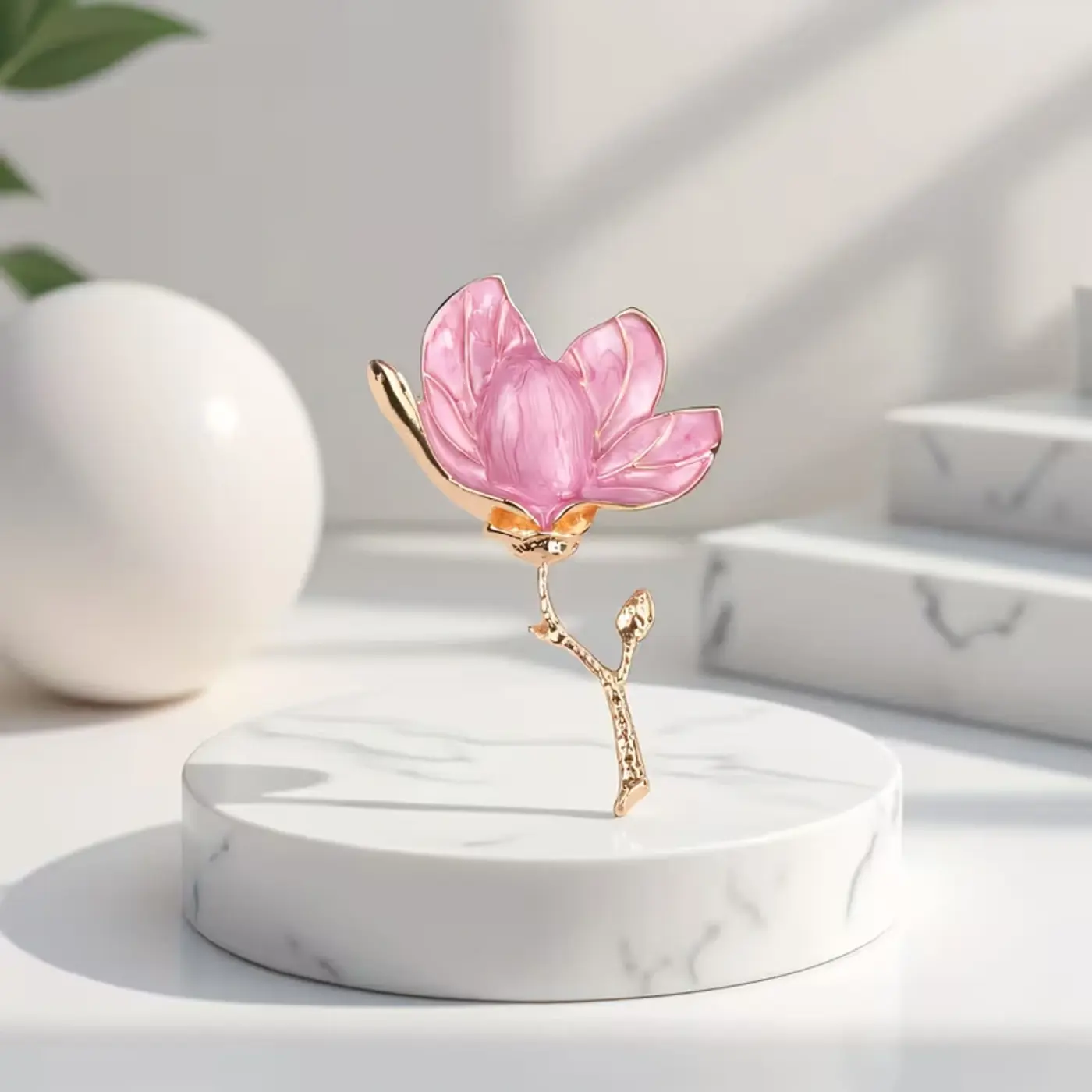 Brož Magnolie růžová 8*5,2 cm - fotografie 1