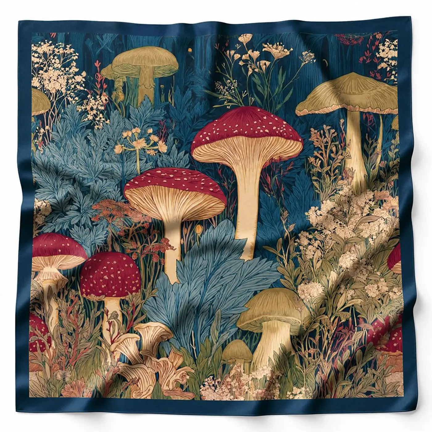 Elegantní šátek z hedvábí Armani Houby 68 × 68 cm – ruční výroba  - fotografie 1